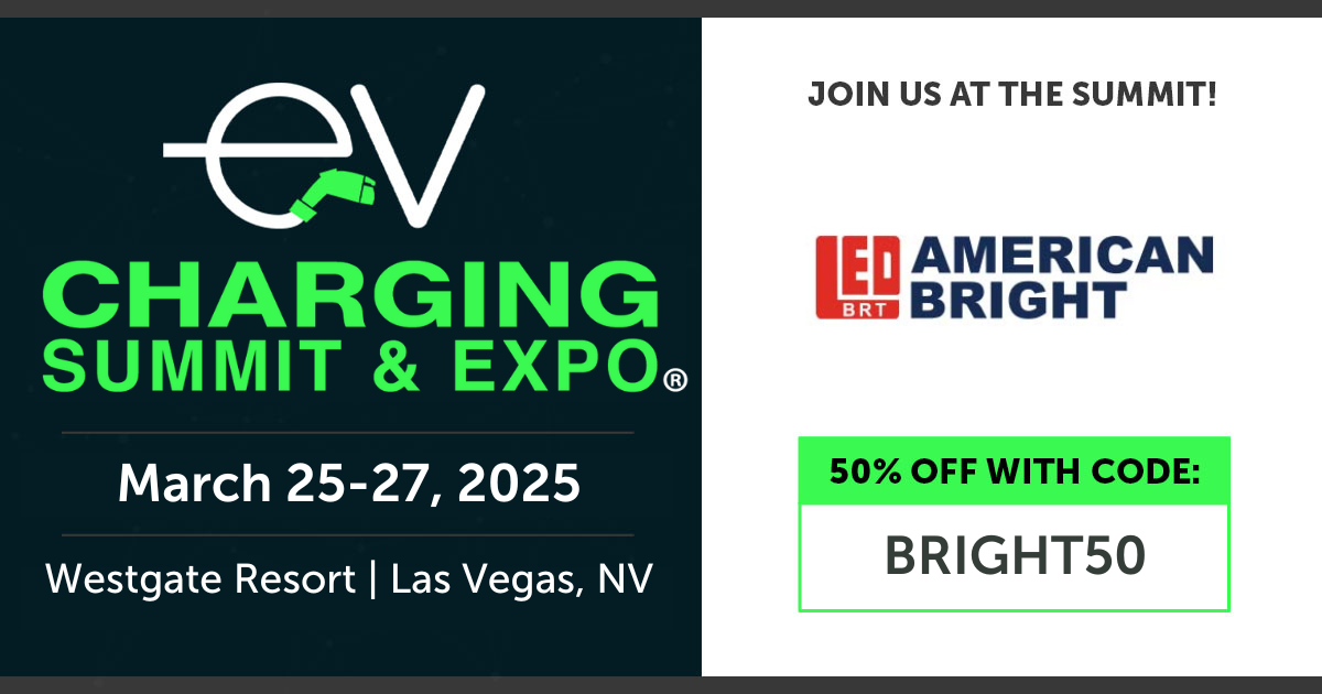 ev charging<br />
american bright<br />
las vegas<br />
charging summit and expo<br />
50% off with code